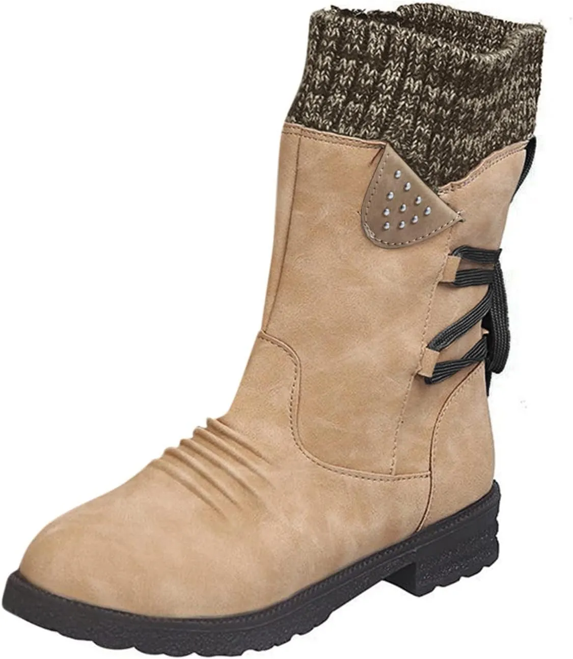 Womens Snow Boots Waterproof Winter Boots Anti-slip Fully Fur Booties Lightweight Slip on Ankle Boots Comfortable Winter Shoes Trekking Shoes