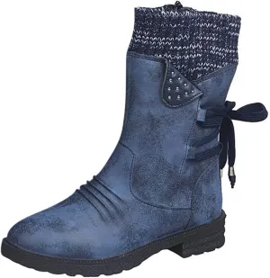 Womens Snow Boots Waterproof Winter Boots Anti-slip Fully Fur Booties Lightweight Slip on Ankle Boots Comfortable Winter Shoes Trekking Shoes
