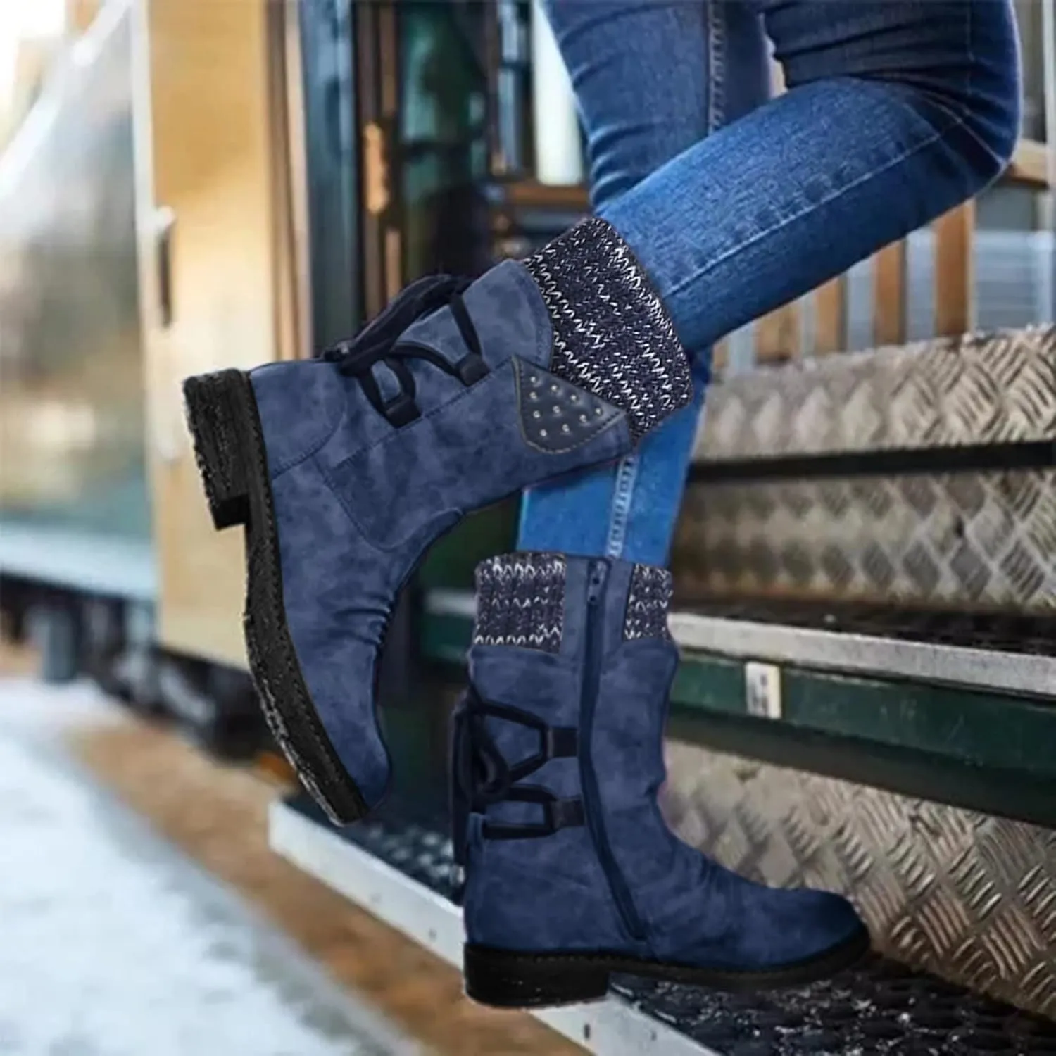 Womens Snow Boots Waterproof Winter Boots Anti-slip Fully Fur Booties Lightweight Slip on Ankle Boots Comfortable Winter Shoes Trekking Shoes