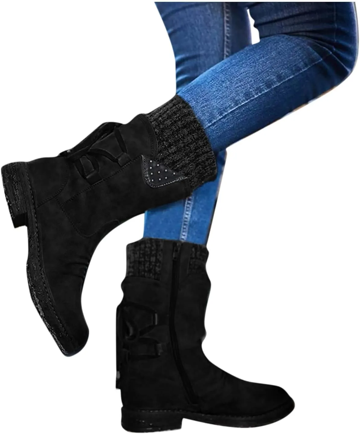 Womens Snow Boots Waterproof Winter Boots Anti-slip Fully Fur Booties Lightweight Slip on Ankle Boots Comfortable Winter Shoes Trekking Shoes