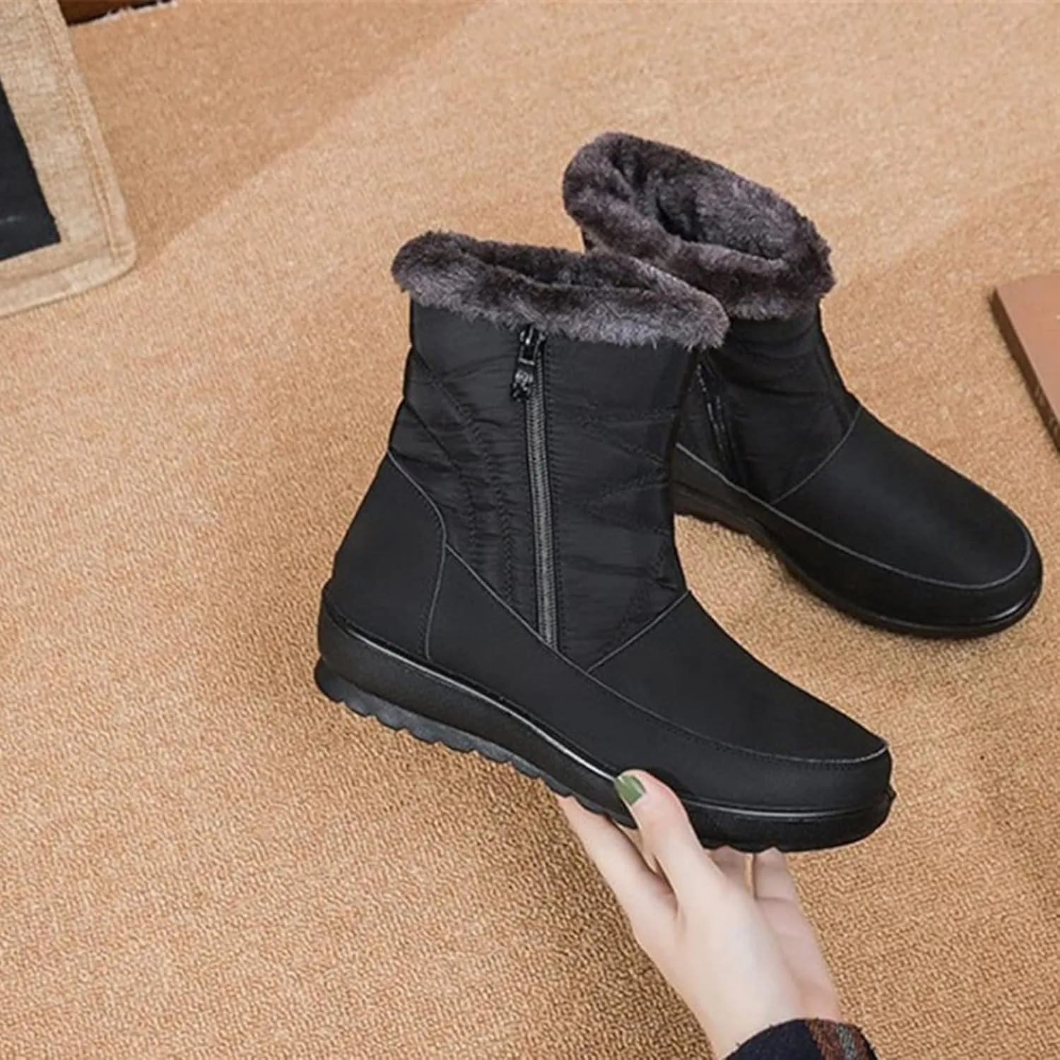 Women's Snow Boots Waterproof Winter Boots Non Slip Fur Lined Booties Winter Warm Outdoor Ankle Boots Outdoor Sneakers Winter Shoes