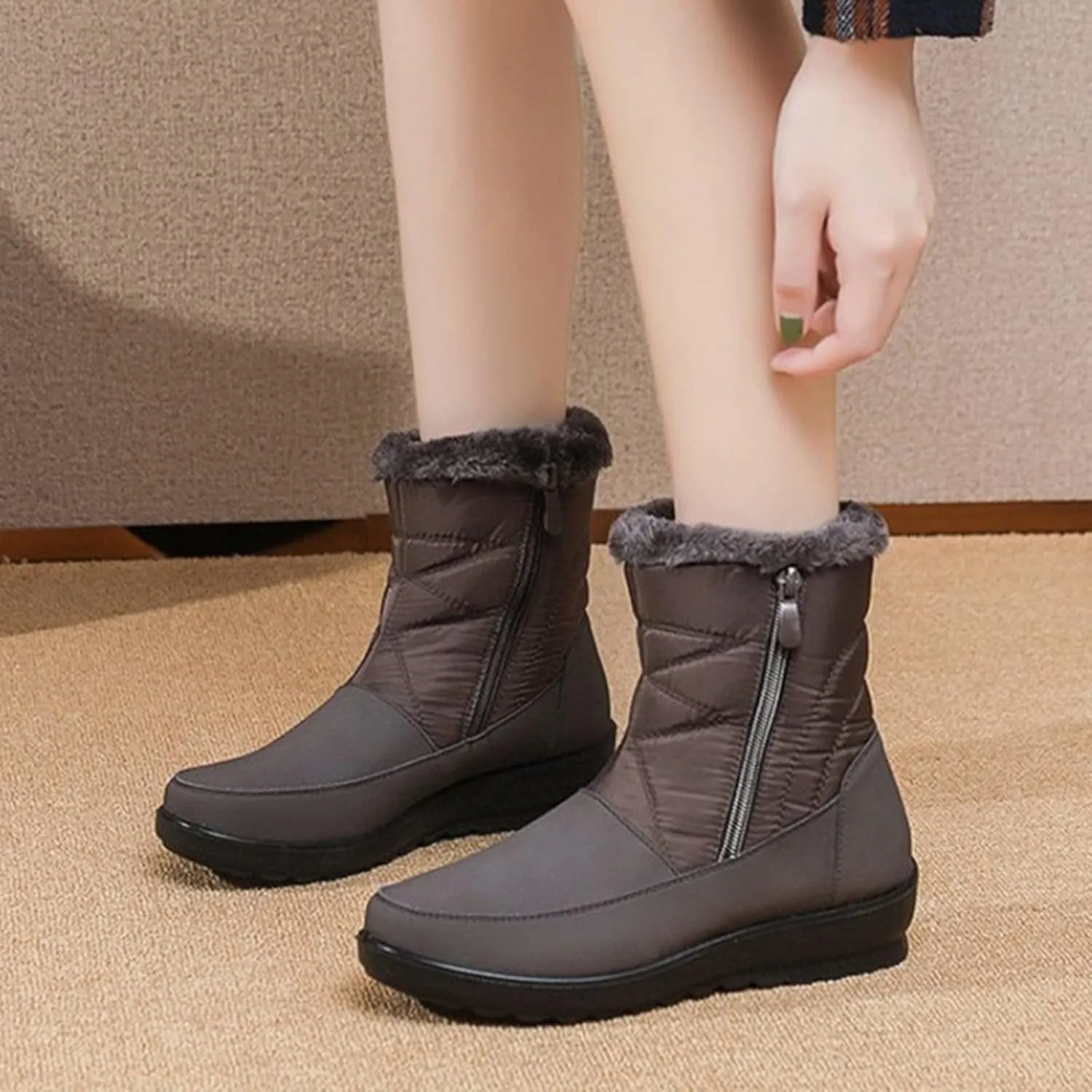 Women's Snow Boots Waterproof Winter Boots Non Slip Fur Lined Booties Winter Warm Outdoor Ankle Boots Outdoor Sneakers Winter Shoes