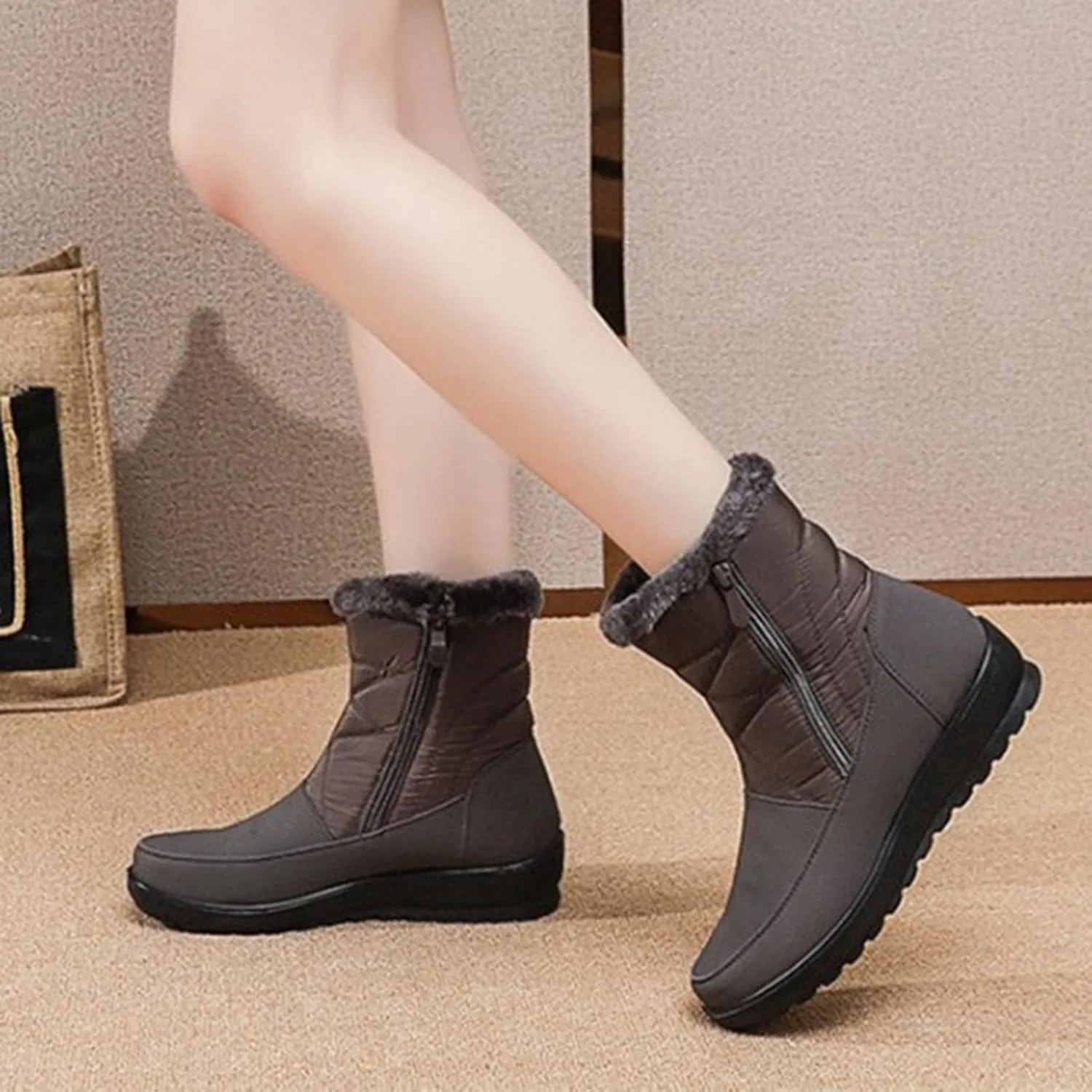 Women's Snow Boots Waterproof Winter Boots Non Slip Fur Lined Booties Winter Warm Outdoor Ankle Boots Outdoor Sneakers Winter Shoes