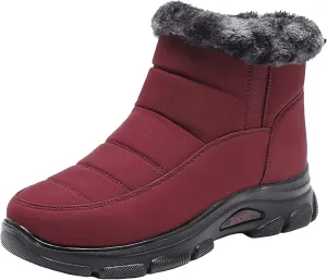 Women's Snow Boots Waterproof Winter Boots Non-slip Warm Fur Booties Lightweight Slip on Ankle Boots Comfortable Winter Shoes Trekking Shoes
