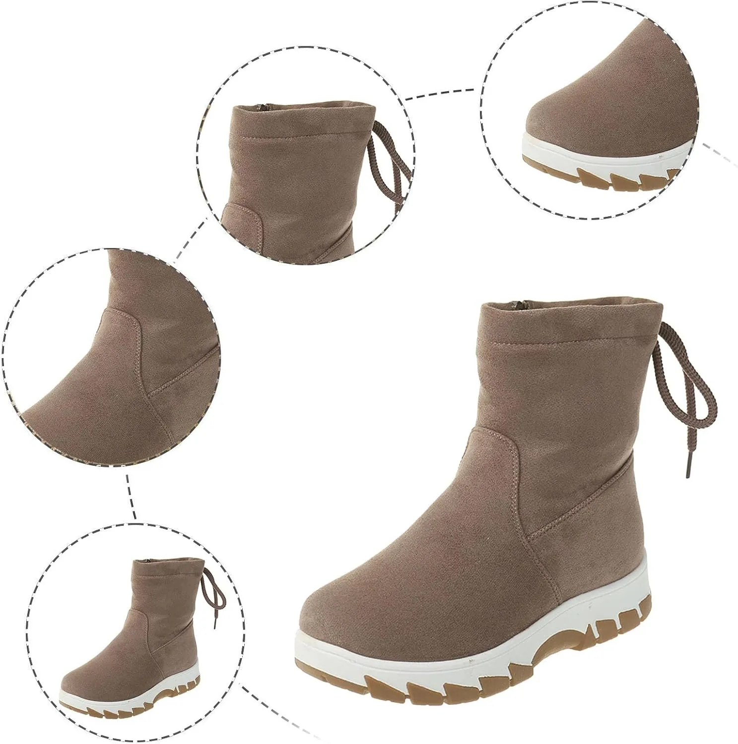 Womens Snow Boots Waterproof Winter Boots Non-slip Warm Fur Booties Lightweight Slip on Ankle Boots Outdoor Sneakers Winter Shoes