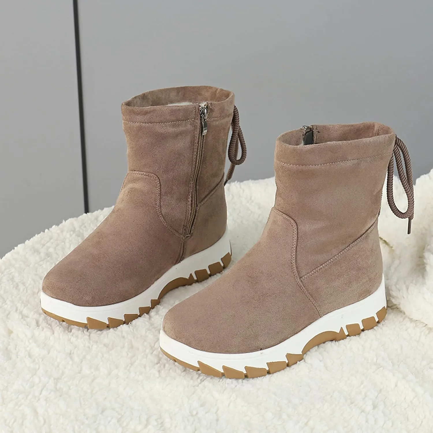 Womens Snow Boots Waterproof Winter Boots Non-slip Warm Fur Booties Lightweight Slip on Ankle Boots Outdoor Sneakers Winter Shoes