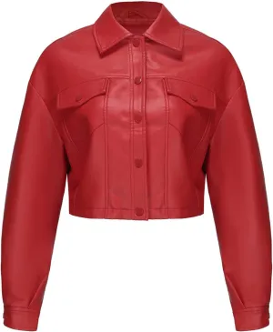 Women's Solid Color Casual Long Sleeved Single Breasted Short Lapel Leather Jacket Jacket Jacket Womens Vest Coat