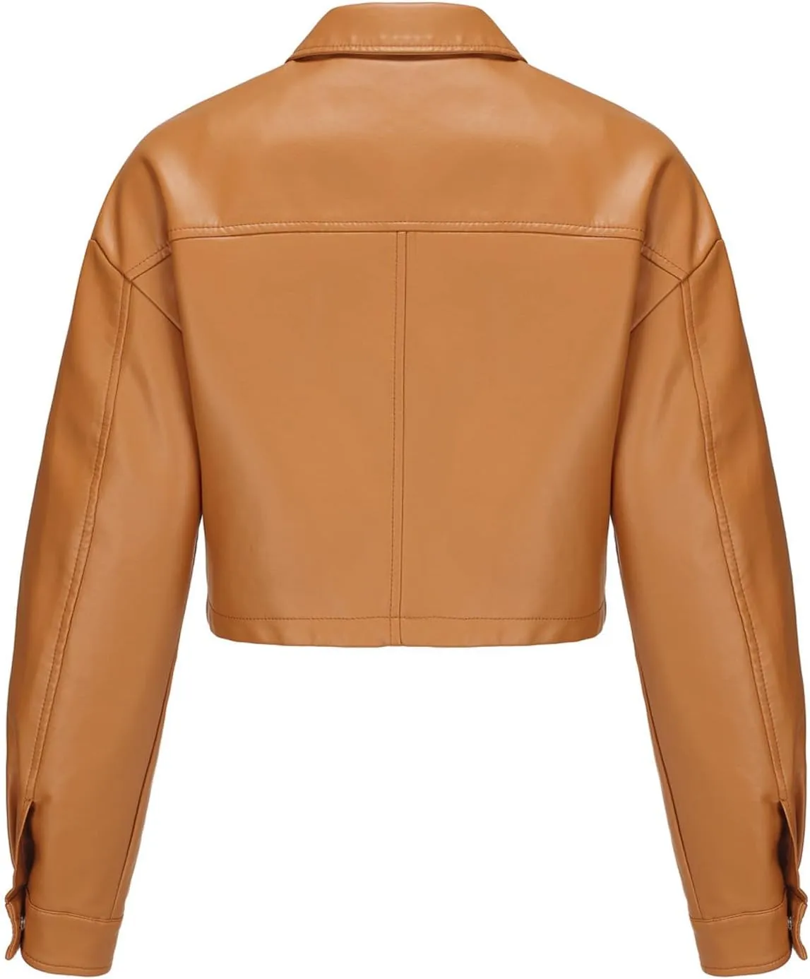 Women's Solid Color Casual Long Sleeved Single Breasted Short Lapel Leather Jacket Jacket Jacket Womens Vest Coat