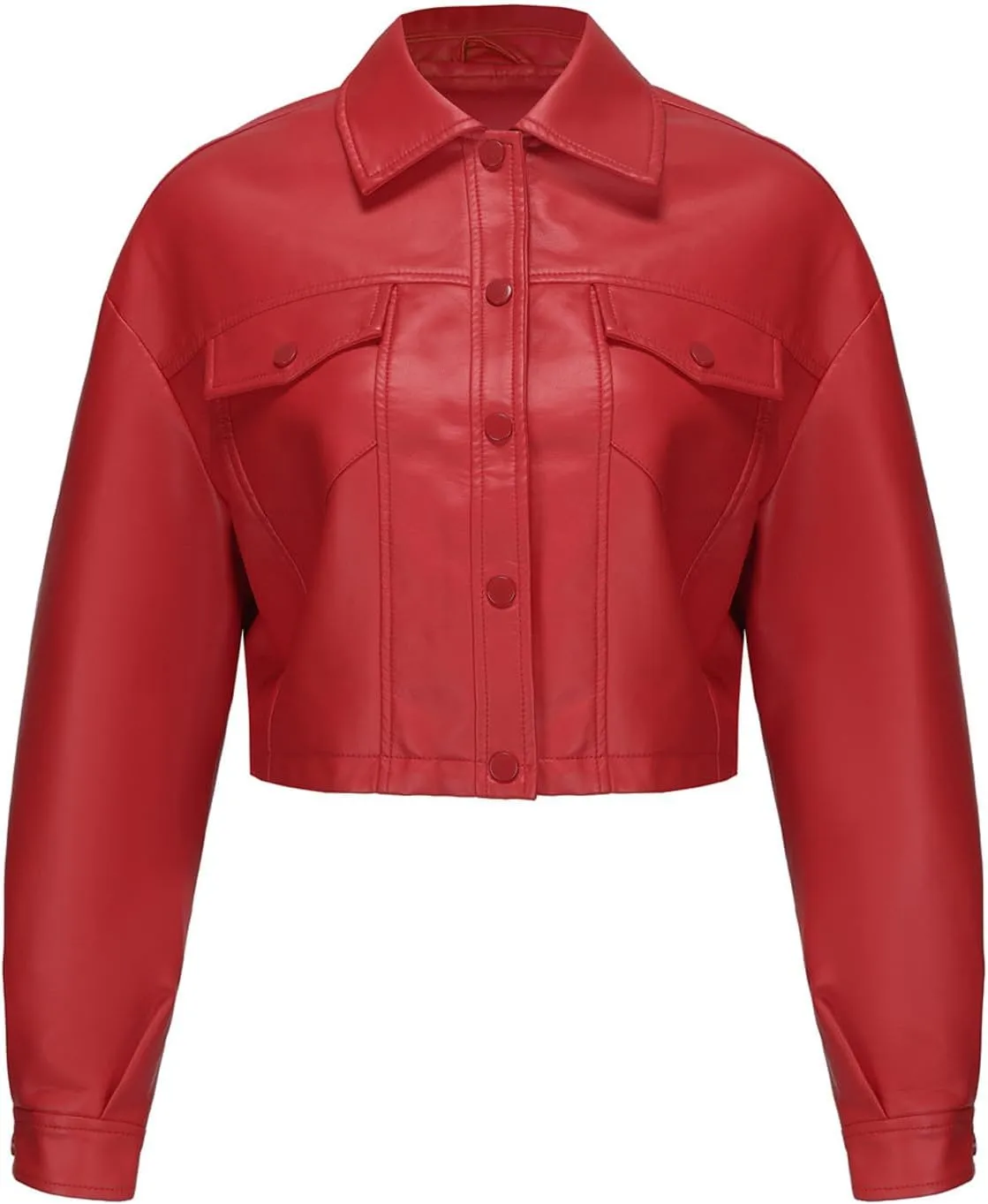 Women's Solid Color Casual Long Sleeved Single Breasted Short Lapel Leather Jacket Jacket Jacket Womens Vest Coat
