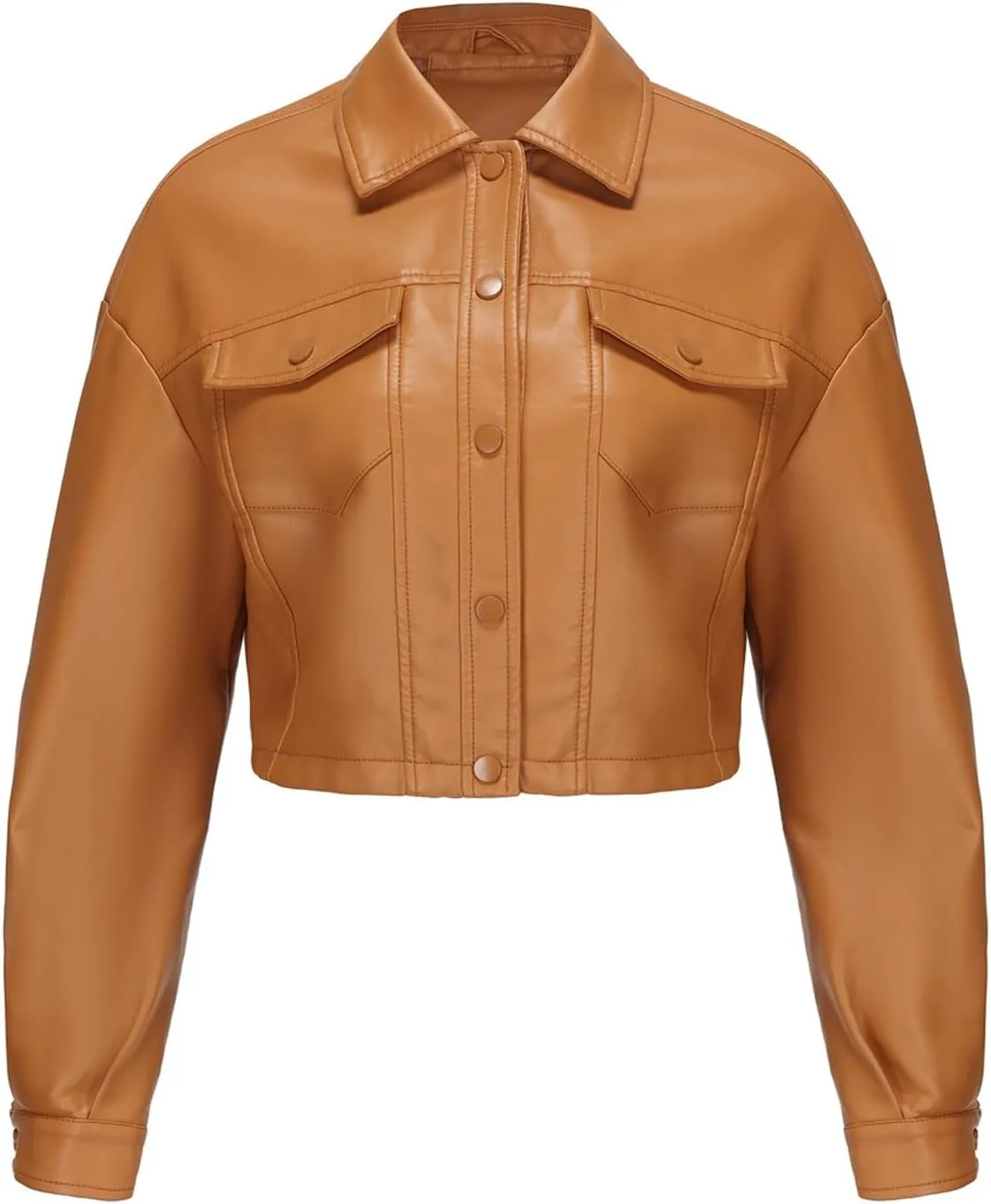 Women's Solid Color Casual Long Sleeved Single Breasted Short Lapel Leather Jacket Jacket Jacket Womens Vest Coat