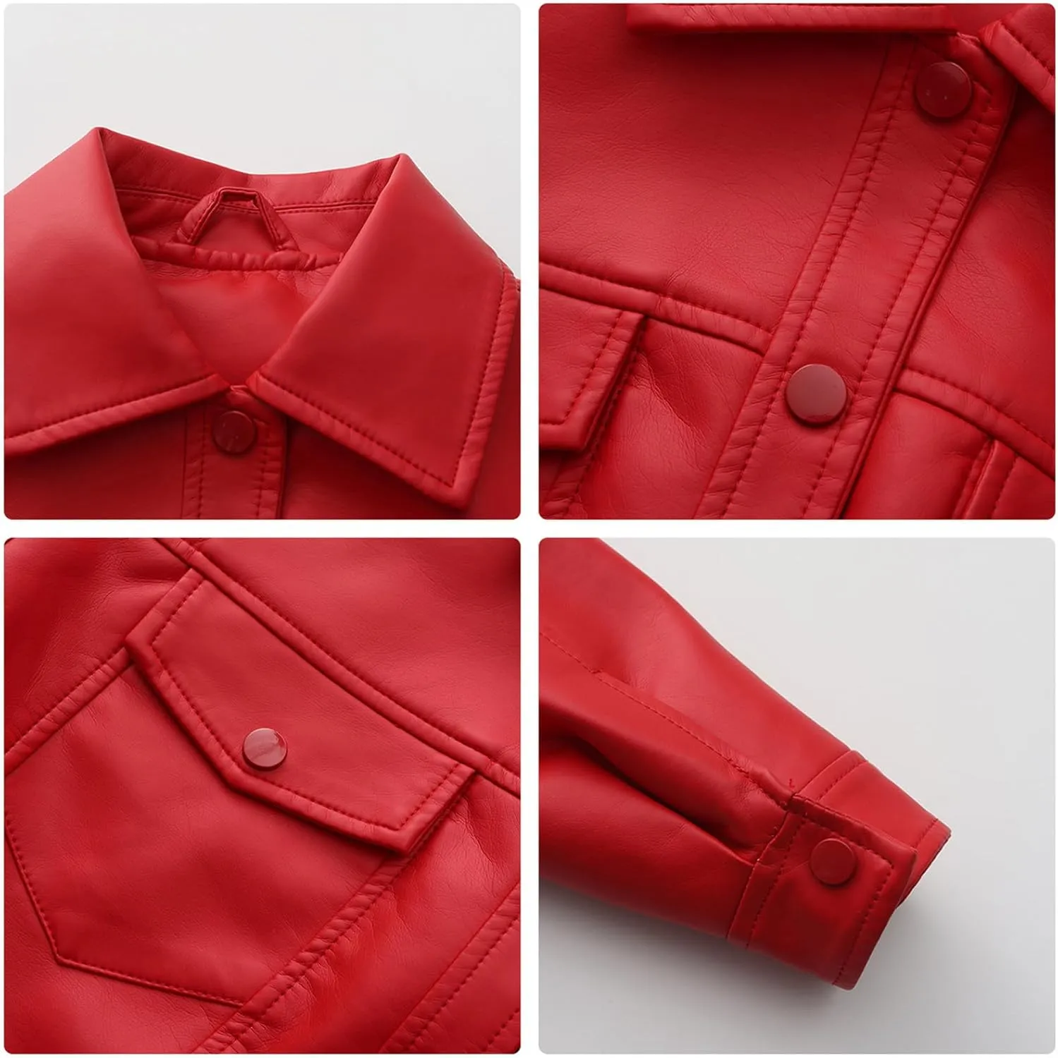 Women's Solid Color Casual Long Sleeved Single Breasted Short Lapel Leather Jacket Jacket Jacket Womens Vest Coat