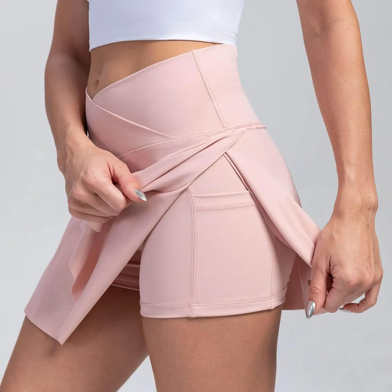 Women's Tennis Mini Skirts Elastic High Waisted Athletic Stretchy Skirt Inner Shorts Lightweight Running Workout Skort