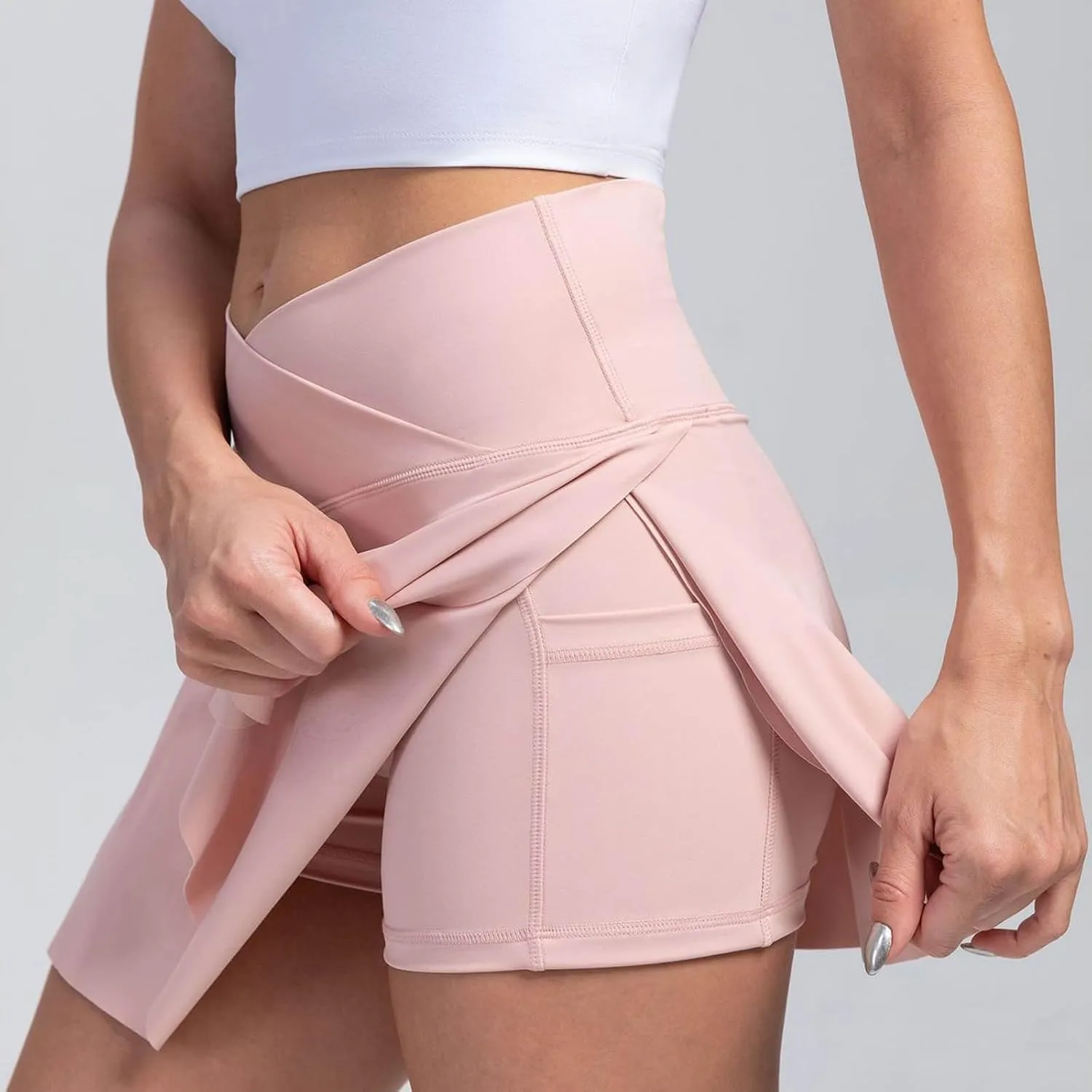 Women's Tennis Mini Skirts Elastic High Waisted Athletic Stretchy Skirt Inner Shorts Lightweight Running Workout Skort