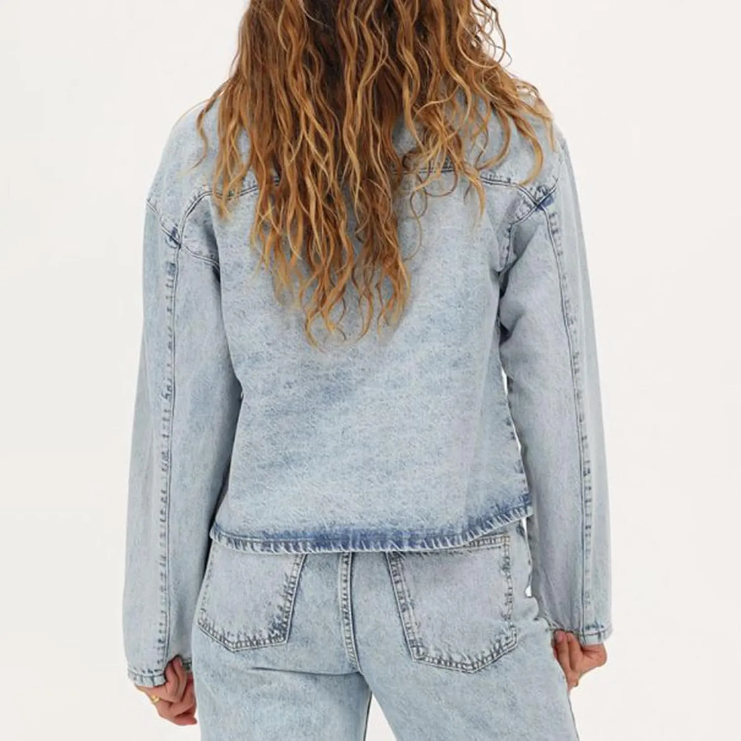Women's Tie Front Denim Jacket Long Sleeve Turn Down Collar Coat Shacket Tops Shirt Jean Biker Coat Trucker Jacket