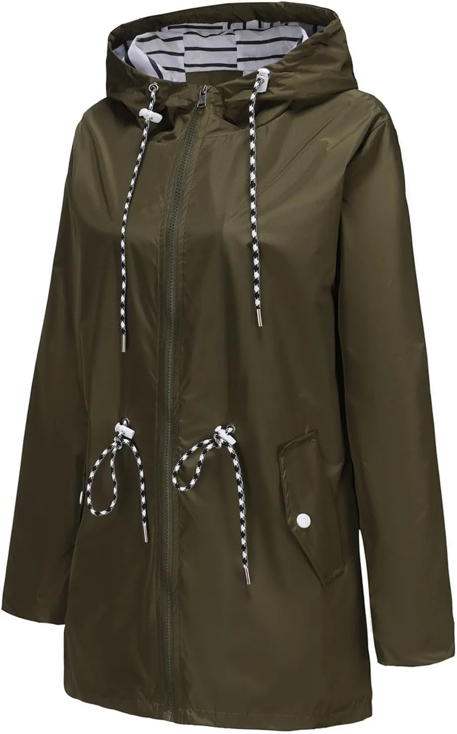 Women's Waterproof Raincoats with Hood Lightweight Zip Up Windbreaker Trendy Rain Jackets Outdoor Hiking Trench Coats