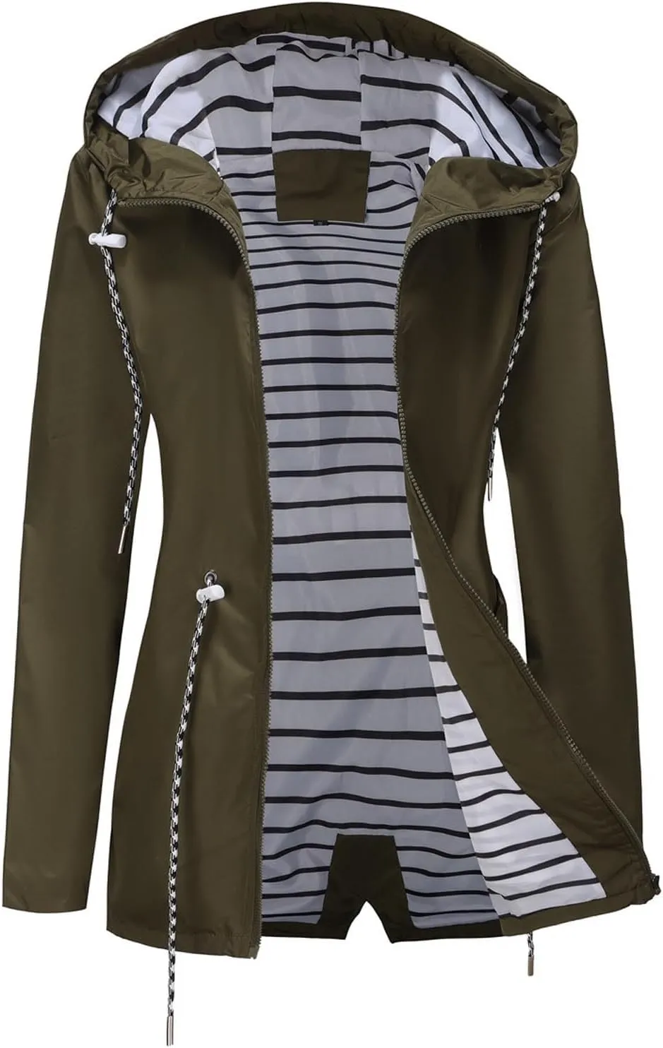 Women's Waterproof Raincoats with Hood Lightweight Zip Up Windbreaker Trendy Rain Jackets Outdoor Hiking Trench Coats