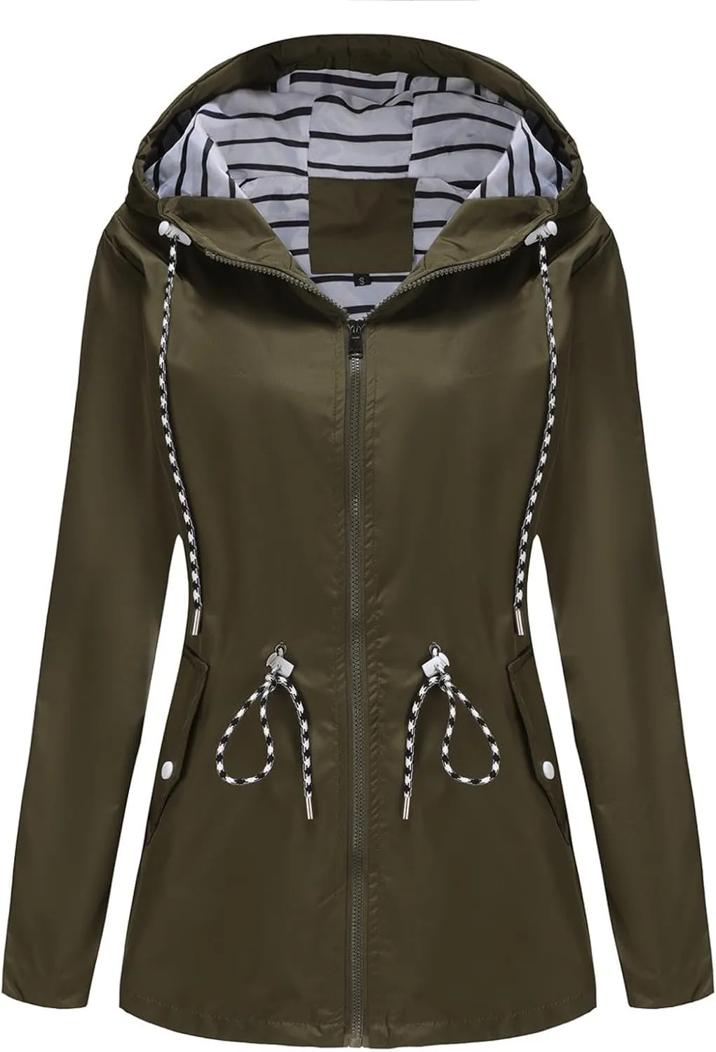 Women's Waterproof Raincoats with Hood Lightweight Zip Up Windbreaker Trendy Rain Jackets Outdoor Hiking Trench Coats