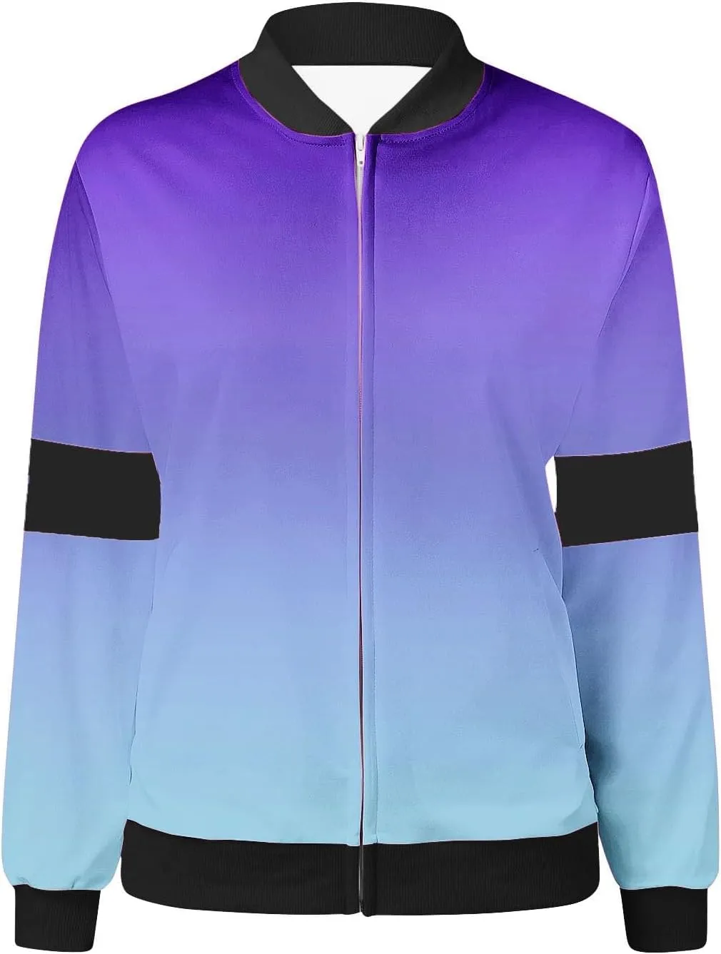 Womens Winter Coats 2024 Fashion Gradient Zipper Jackets Long Sleeve Casual Tops with Pockets Outerwear
