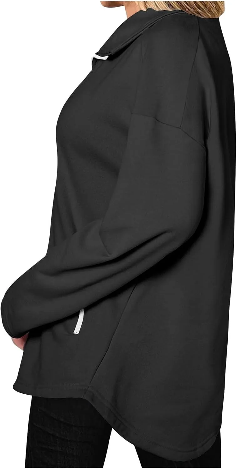 Womens Winter Sweatshirt Zip up Long Sleeve Oversized Sweatshirts with Pockets Fall Outfit Clothes 2024
