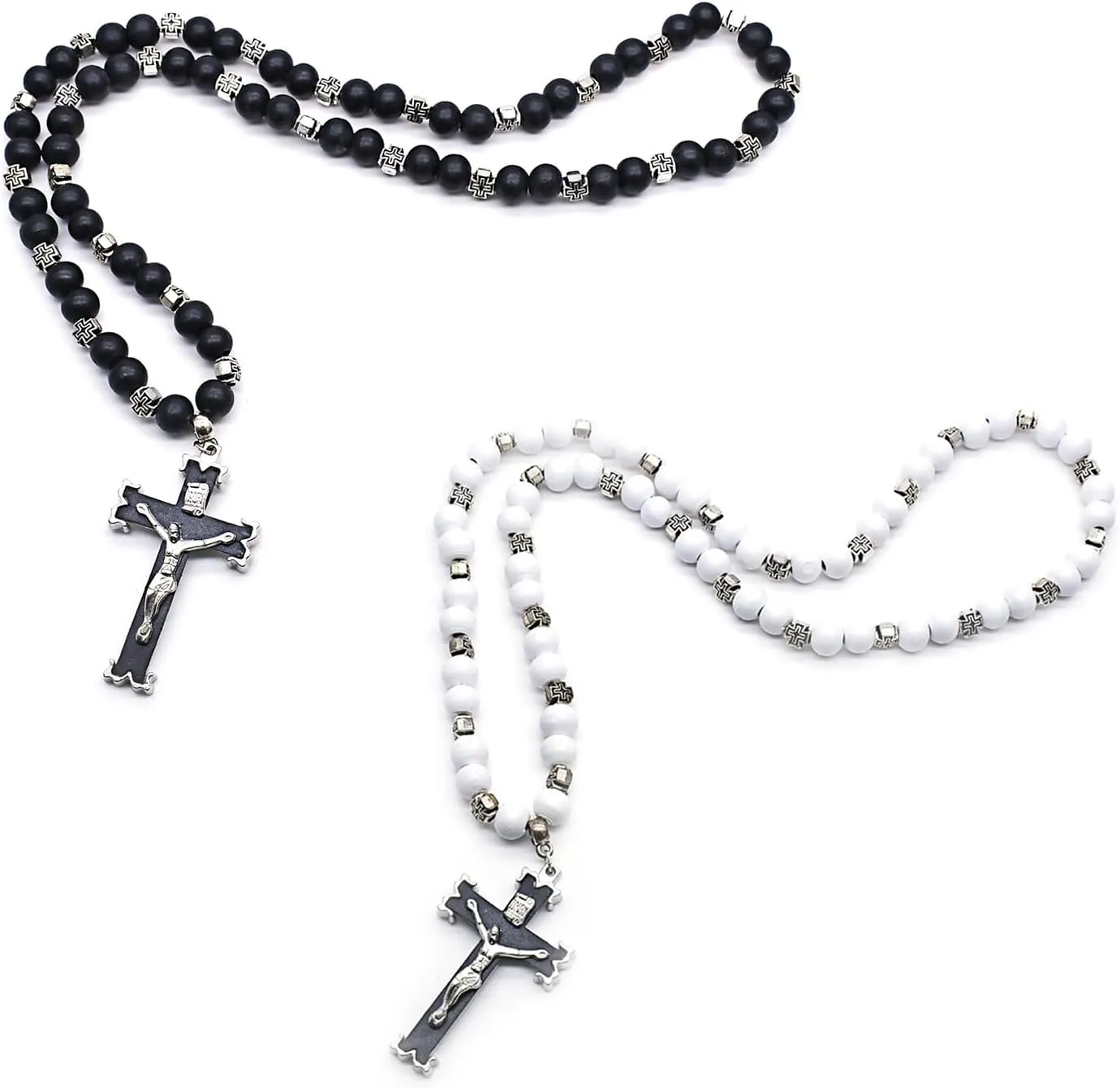 Wood Beads Prayer Rosary Necklaces Catholic Pendant Necklaces For Men Women Religious Jewelry