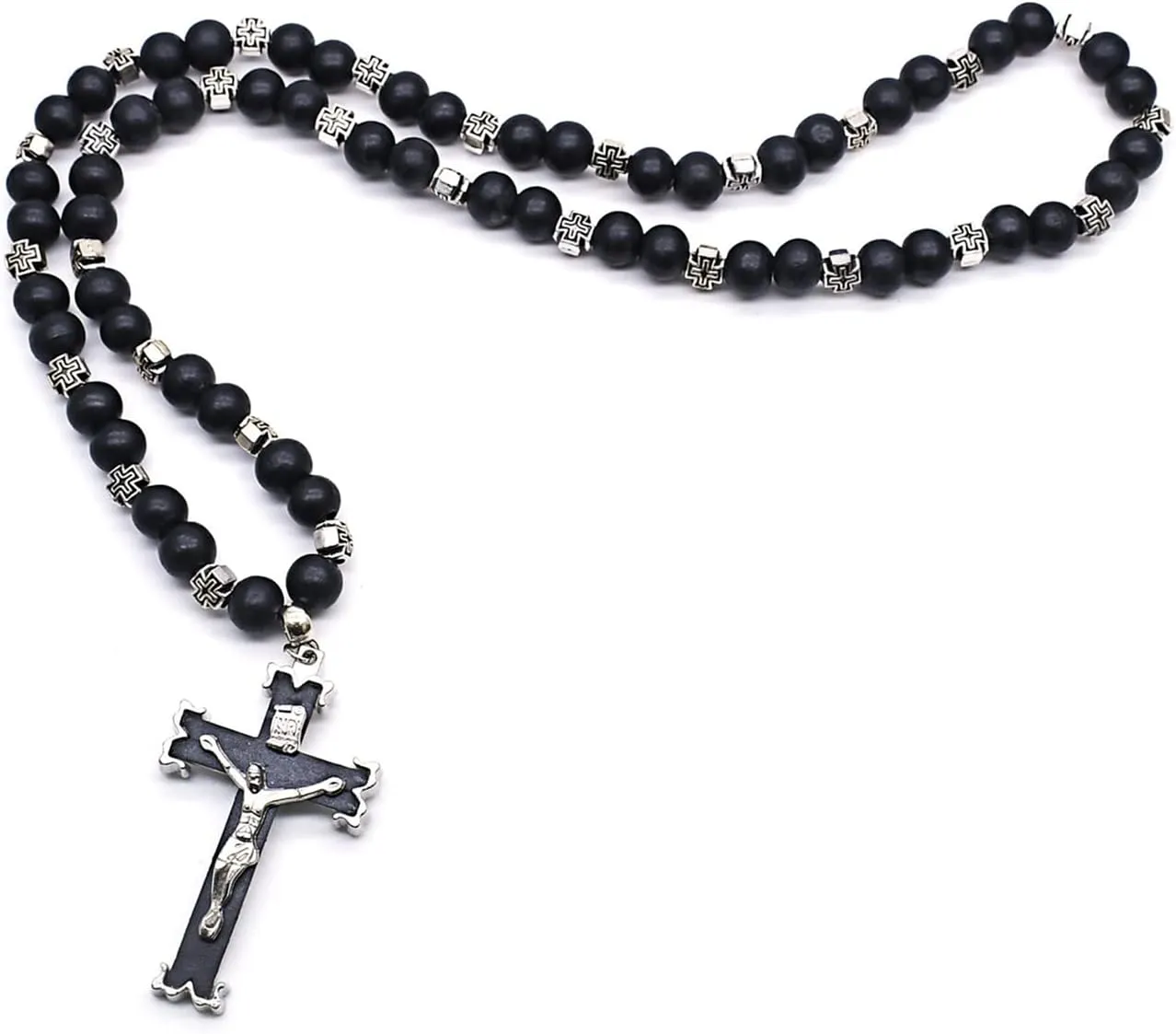 Wood Beads Prayer Rosary Necklaces Catholic Pendant Necklaces For Men Women Religious Jewelry