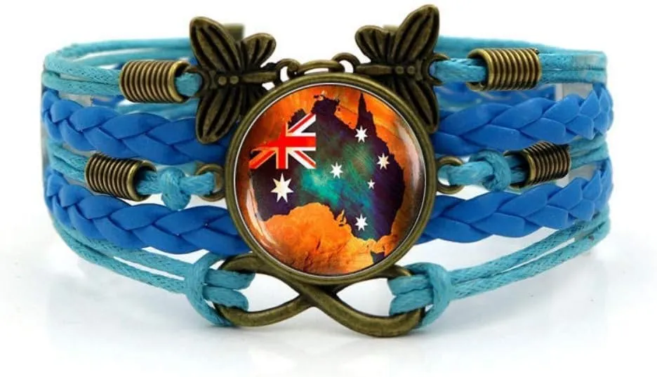 Woven Bracelet Men,Blue Rope Flame Australian National Art,Time Gemstone Bracelet Multi-Layer Hand-Woven Glass Combination Jewelry Ladies Fashion European and American Style Jewelry