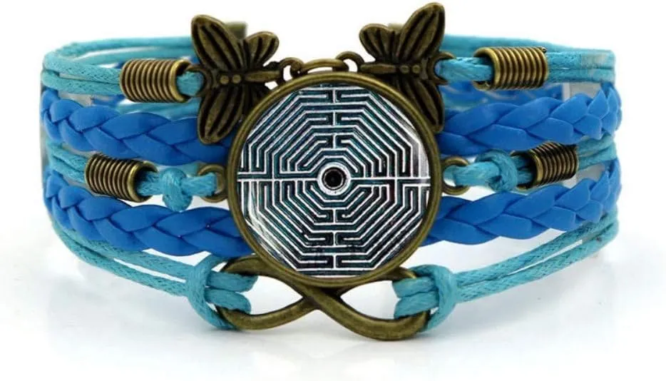Woven Bracelet Men,Blue Rope Sacred White Maze Art,Time Gemstone Bracelet Multi-Layer Hand-Woven Glass Combination Jewelry Ladies Fashion European and American Style Jewelry