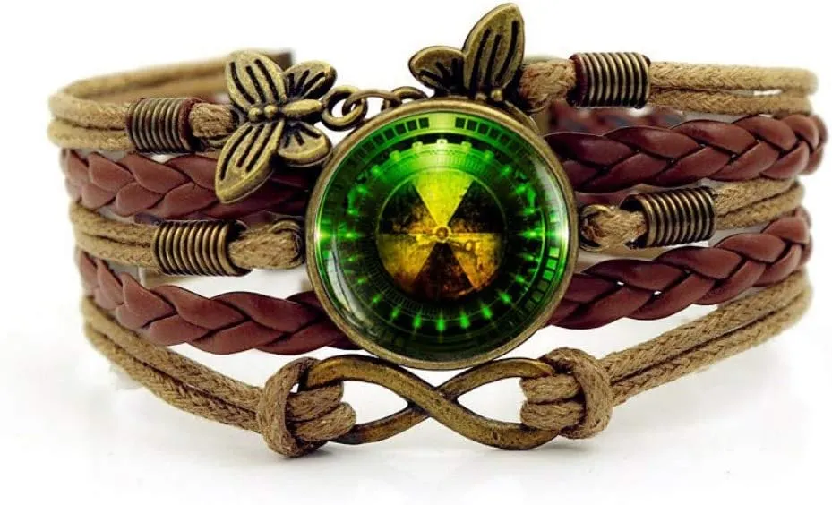 Woven Bracelet Men,Brown Rope Green Dangerous Light Source Art,Time Gemstone Bracelet Multi-Layer Hand-Woven Glass Combination Jewelry Ladies Fashion European and American Style Jewelry