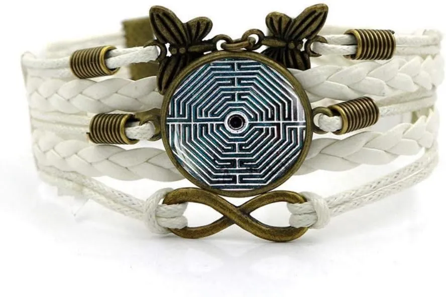 Woven Bracelet Men,White Rope Sacred White Maze Art,Time Gemstone Bracelet Multi-Layer Hand-Woven Glass Combination Jewelry Ladies Fashion European and American Style Jewelry