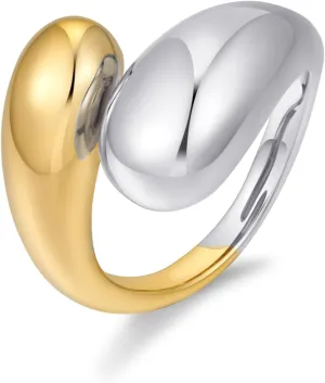 WOWORAMA Chunky Open Rings for Women Gold Silver Adjustable Dome Teardrop Rings Bold Thick Statement Rings Simple Stackable Band Rings