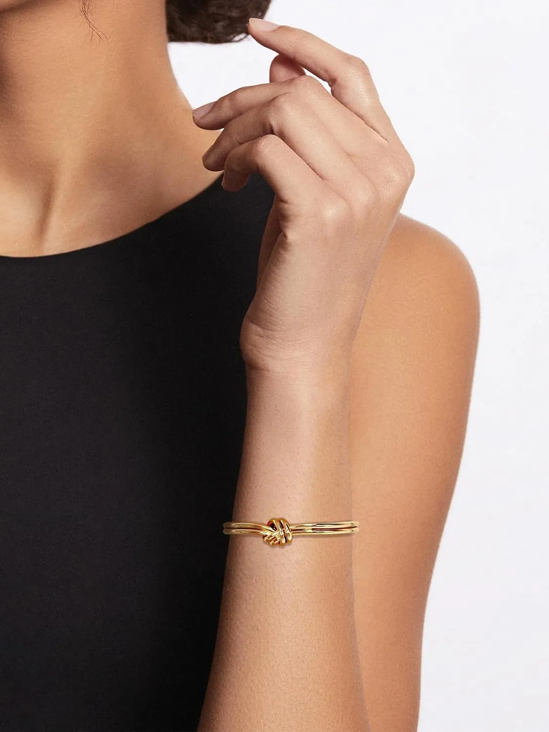 WOWORAMA Dainty Gold Cuff Bracelets for Women Delicate Thin Wire Open Bangle Bracelets Stackable Minimalist Wrist Cuff Bracelets Flexible Adjustable Size