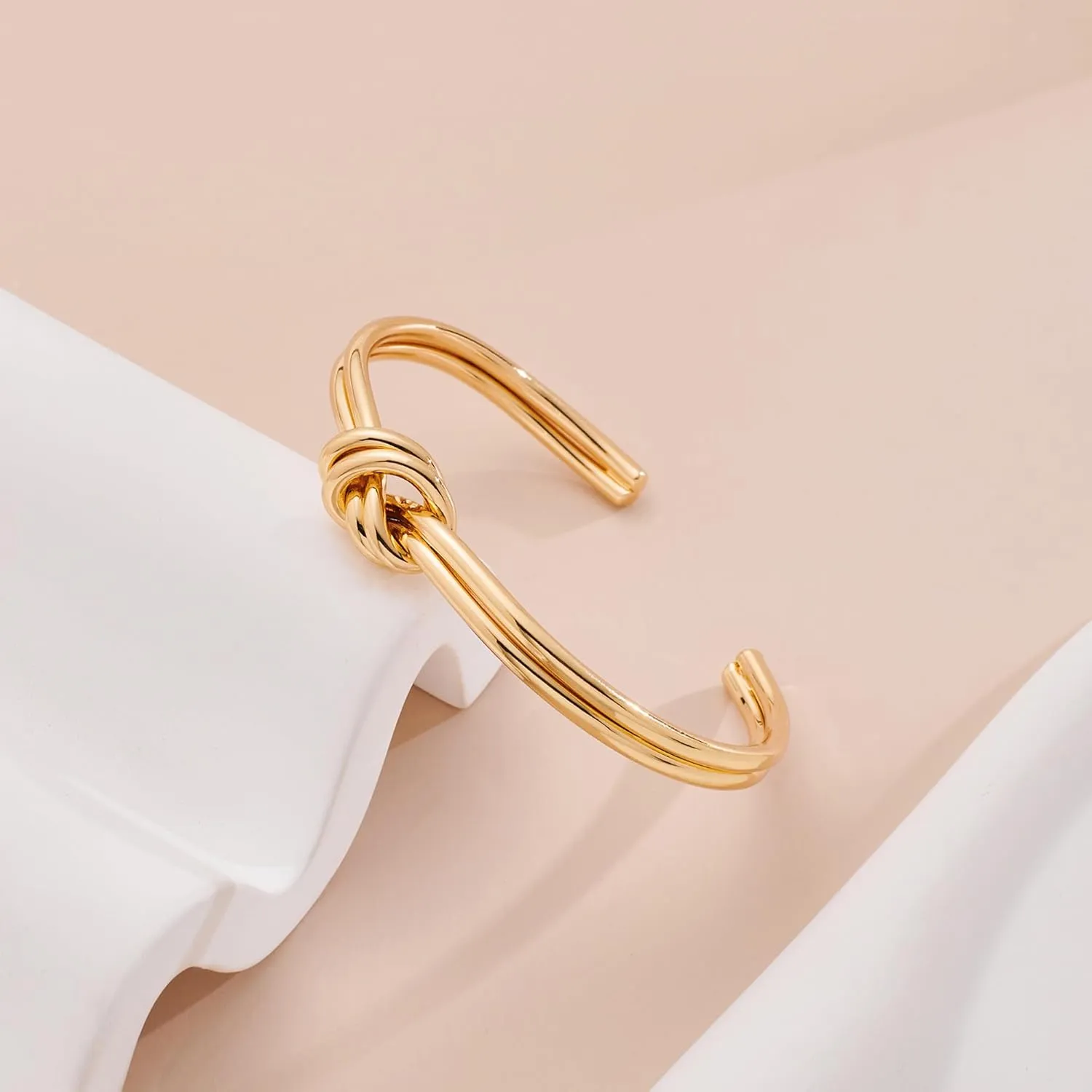 WOWORAMA Dainty Gold Cuff Bracelets for Women Delicate Thin Wire Open Bangle Bracelets Stackable Minimalist Wrist Cuff Bracelets Flexible Adjustable Size