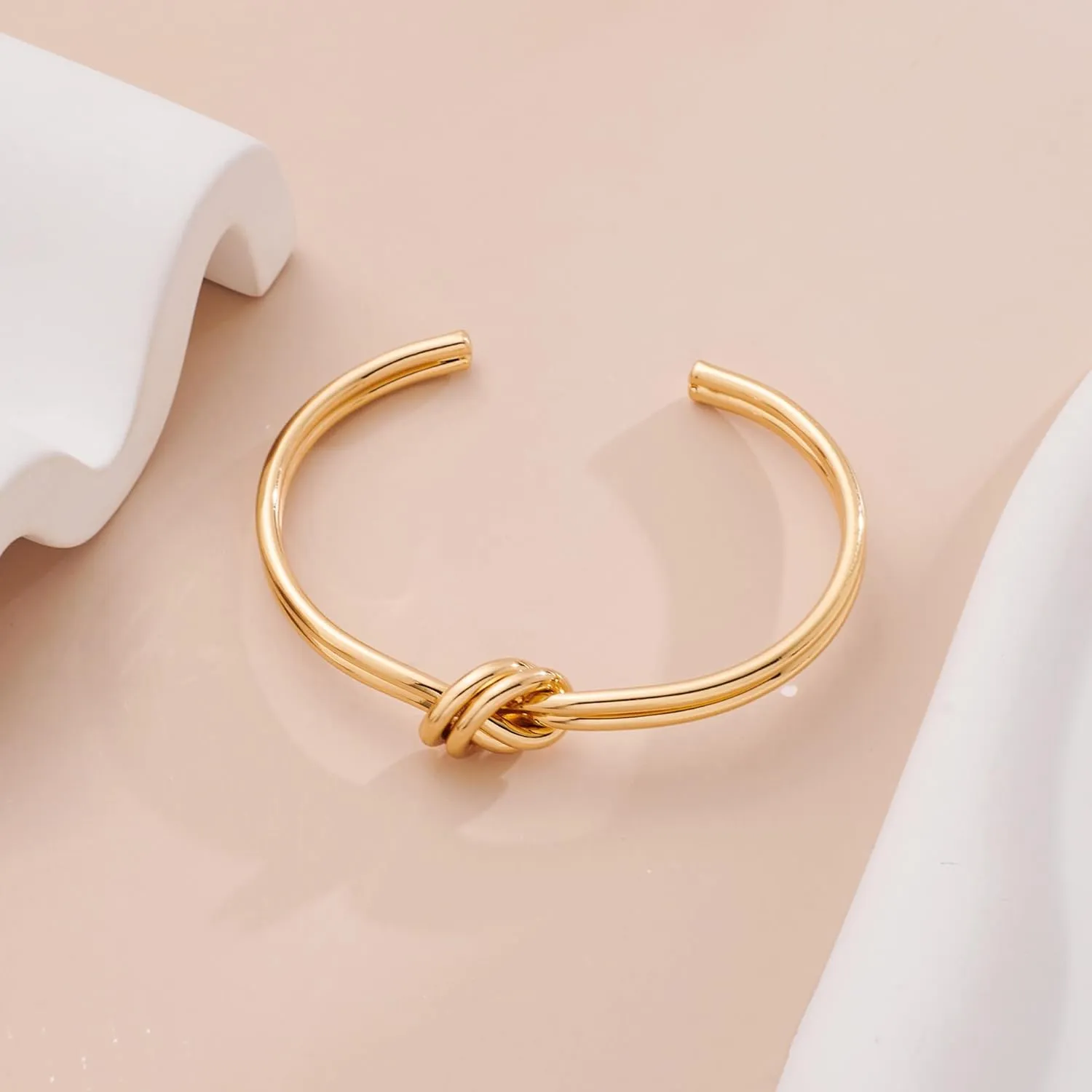 WOWORAMA Dainty Gold Cuff Bracelets for Women Delicate Thin Wire Open Bangle Bracelets Stackable Minimalist Wrist Cuff Bracelets Flexible Adjustable Size