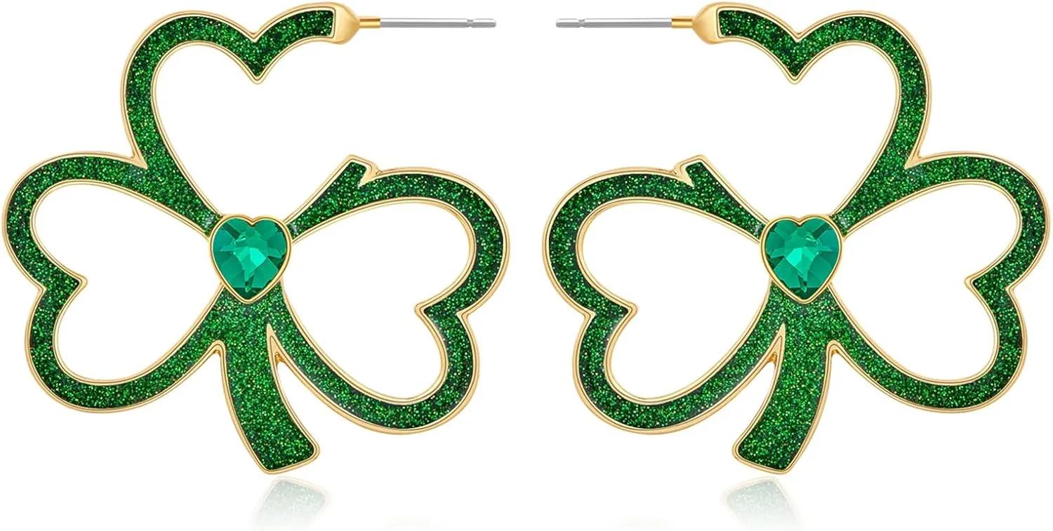 WOWORAMA St Patrick's Day Earrings for Women Green Shamrock Drop Dangle Earrings Lucky Leaf Clover Earrings Irish Holiday Earrings Jewelry