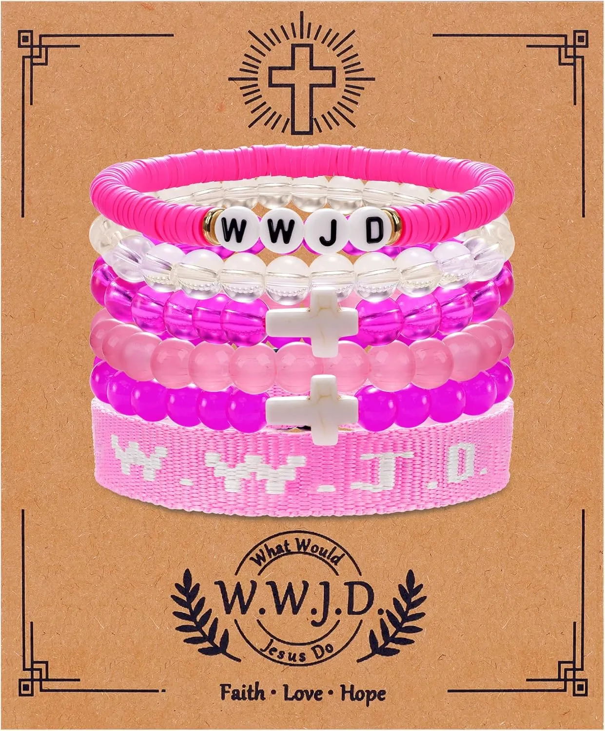 W.W.J.D. Webbing Bracelets Adjustable Christian Gifts Wristbands What Wound Jesus Do Bracelet Religious Faith Bracelets Colorful Christian Stretch Beaded Bracelets