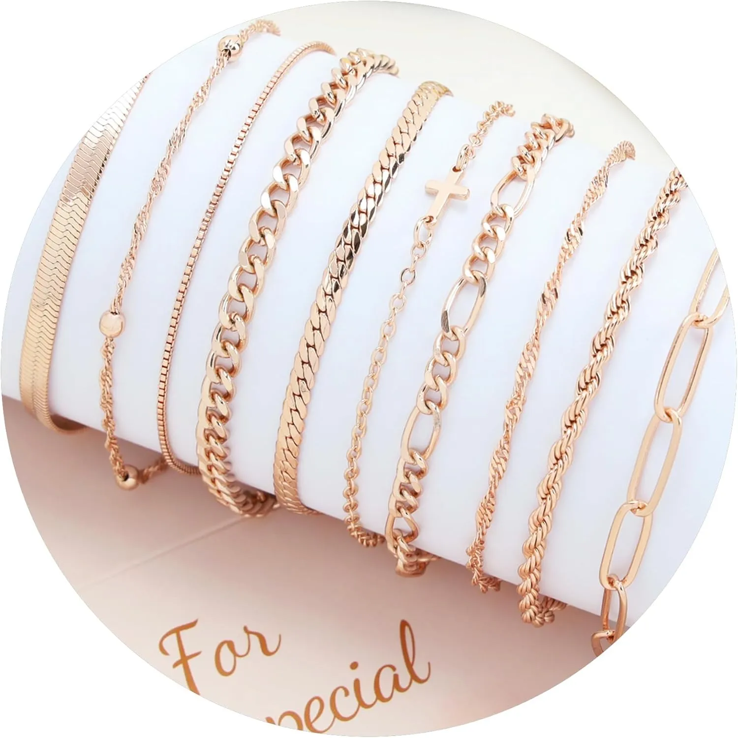 XIANNVXI Gold Bracelets Stack for Women Dainty Bracelets Thin Gold Bracelets Gold Chain Bracelet 10Pcs Paper Clip Bracelets Set Stackable Figaro Herringbone Paperclip Bracelet Pack for Womens