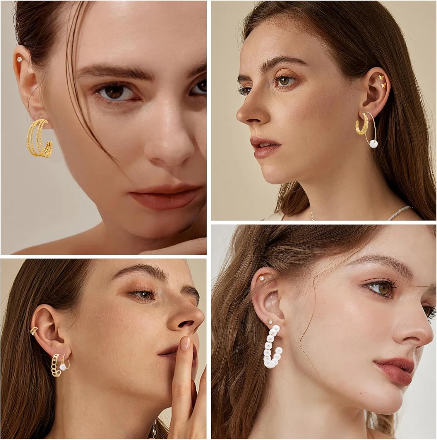 XIANNVXI Gold Earrings Set for Women Fashion Silver Hoop Earring Packs Chunky Twisted Pearl Stud Earrings Multipack Small Big Hoops Earring Packs for Birthday Party Gift24/36/48 Pcs)