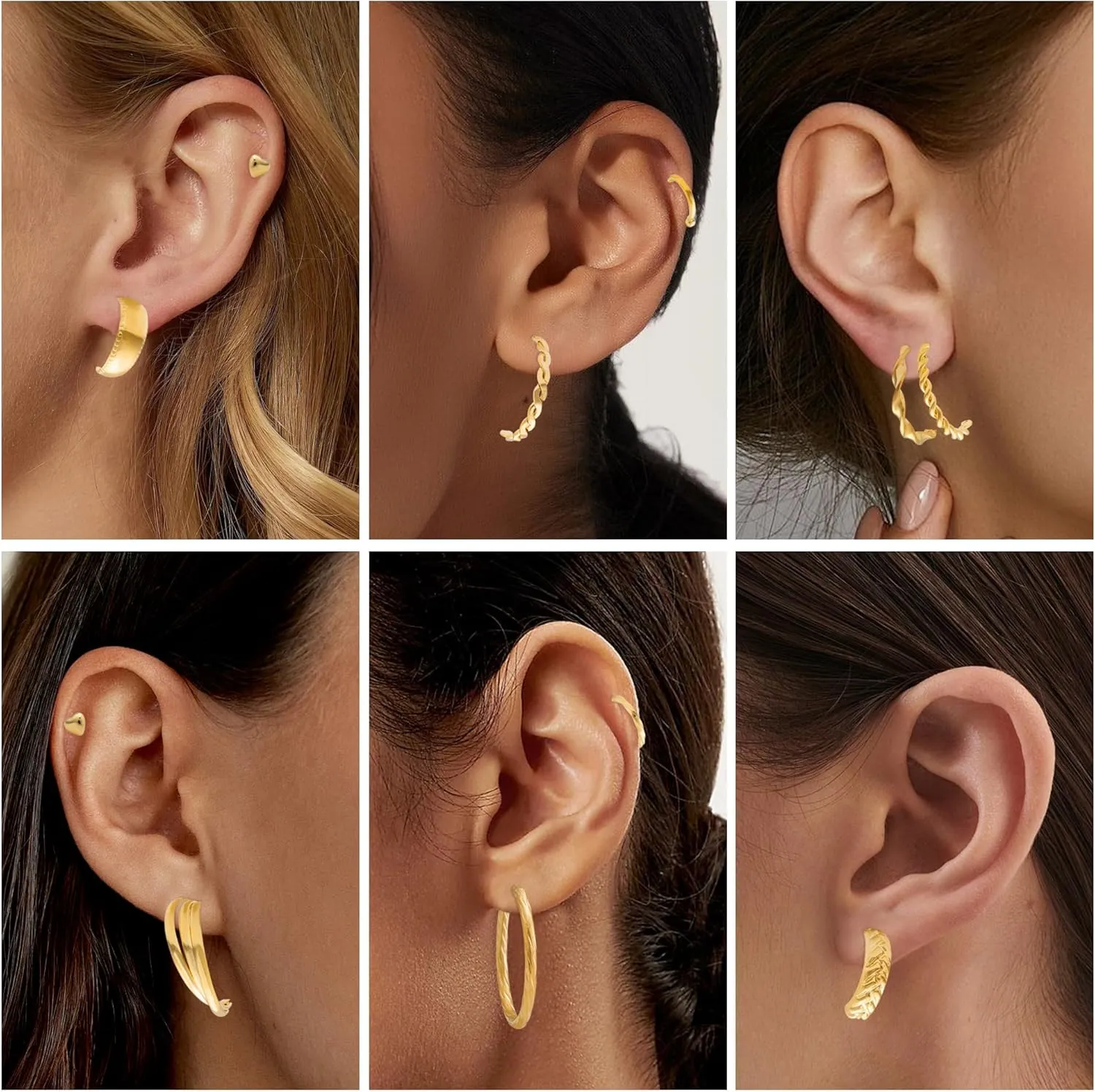 XIANNVXI Gold Earrings Set for Women Fashion Silver Hoop Earring Packs Chunky Twisted Pearl Stud Earrings Multipack Small Big Hoops Earring Packs for Birthday Party Gift24/36/48 Pcs)