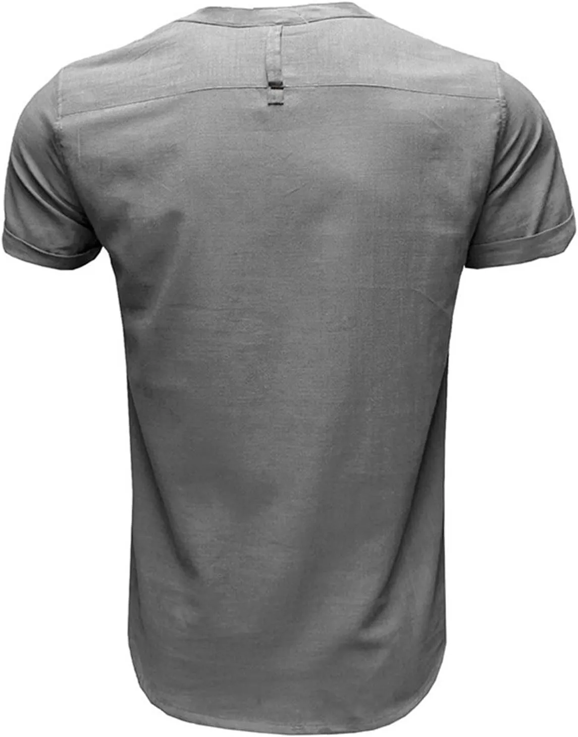 Xiaojmake Men's Casual Henley Shirt Band Collar Short Sleeve Hippie Shirt Summer Beach Button Down Linen Shirts Lightweight