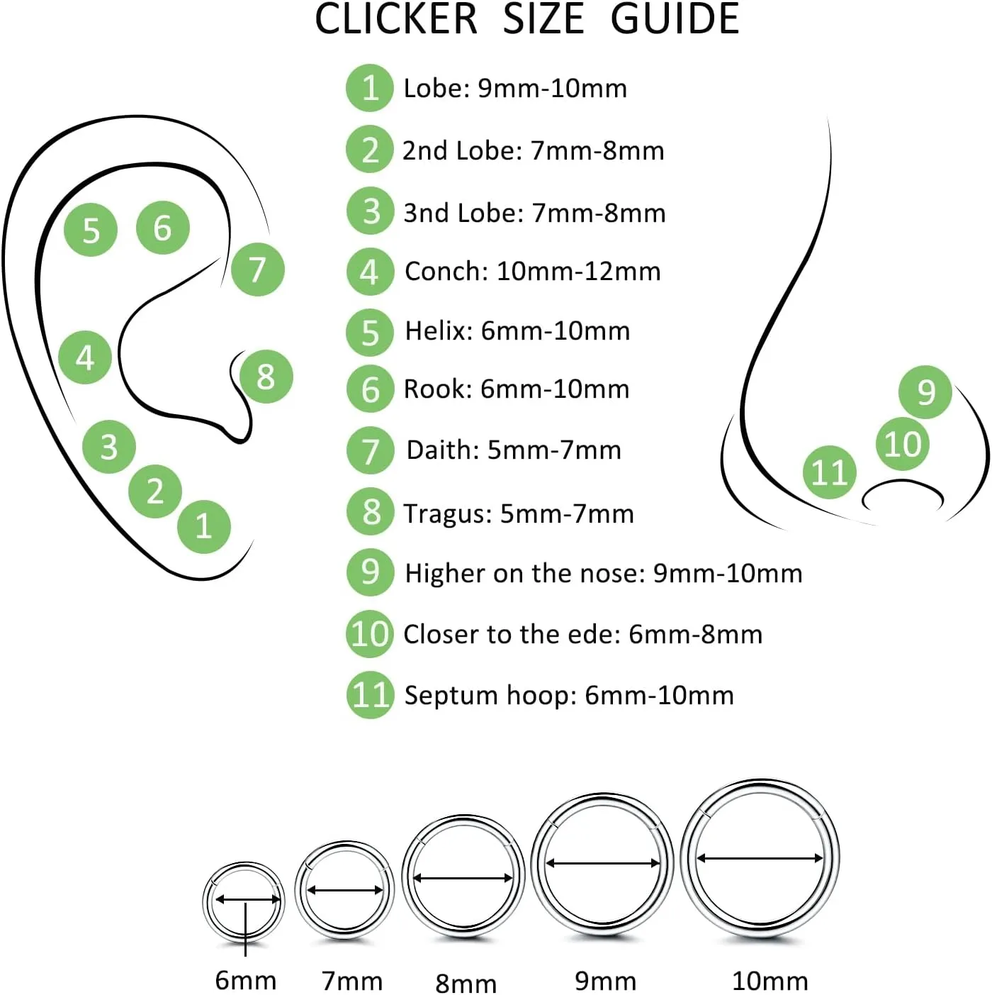 Xpircn Nose Rings 20G 18G 16G 14G Lip Septum Rings 316L Surgical Steel Tragus Daith Cartilage Earrings for Women Nose Ring Hoop Hinged Segment Ring Nose Piercing Jewelry