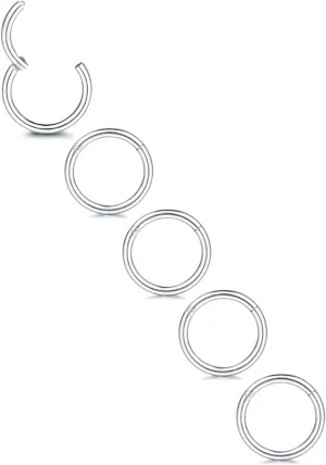 Xpircn Nose Rings 20G 18G 16G 14G Lip Septum Rings 316L Surgical Steel Tragus Daith Cartilage Earrings for Women Nose Ring Hoop Hinged Segment Ring Nose Piercing Jewelry