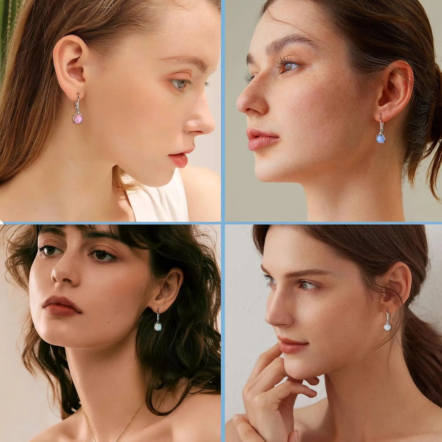 YADOCA 4/6 Pairs Silver Dangle Earrings for Women CZ Dangle Earrings Set Hypoallergenic Round Square Teardrop Cubic Zirconia Opal Leverback Earrings