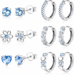 YADOCA    Earrings for Girls Women - Hypoallergenic Cute Kids Toddler Earrings - Cubic Zirconia Earrings Studs Hoop Set for Sensitive Ears