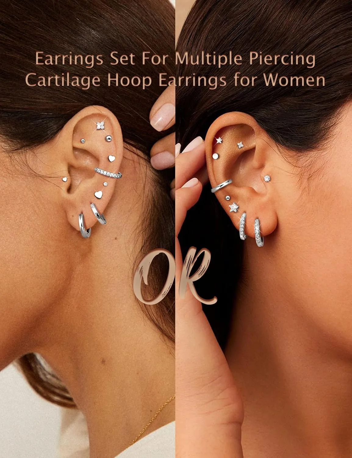 YADOCA Hypoallergenic Surgical Steel Earrings 14K Gold Flat Back Earrings for Women Trendy 316L Stainless Steel Flatback Stud Earring Sets for Multiple Piercing Small Cartilage Hoop Earring Stacks