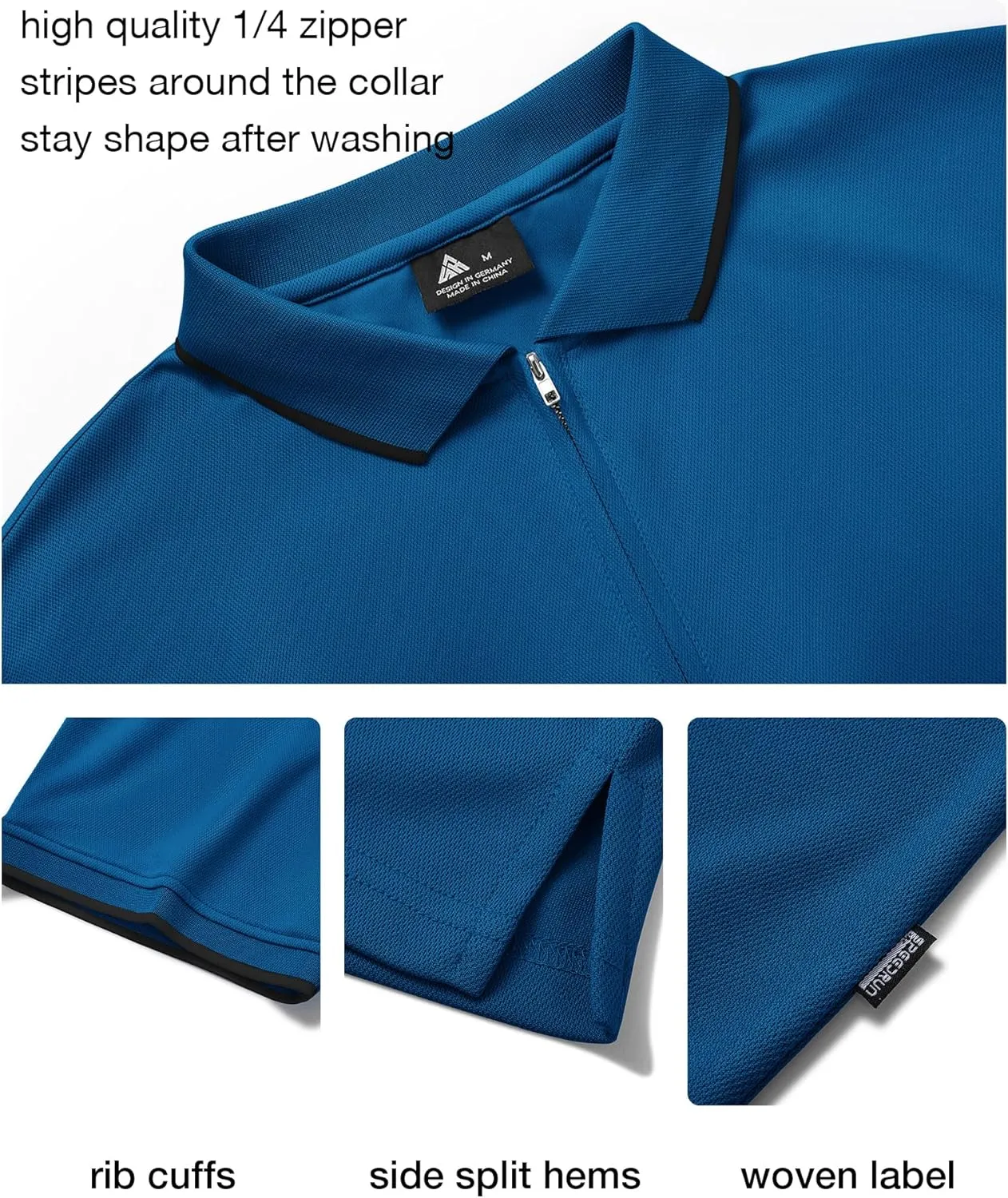 ZITY Polo Shirts for Men Quarter Zip Casual Shirts Short Sleeve Moisture Wicking Golf Polo Collared Shirts
